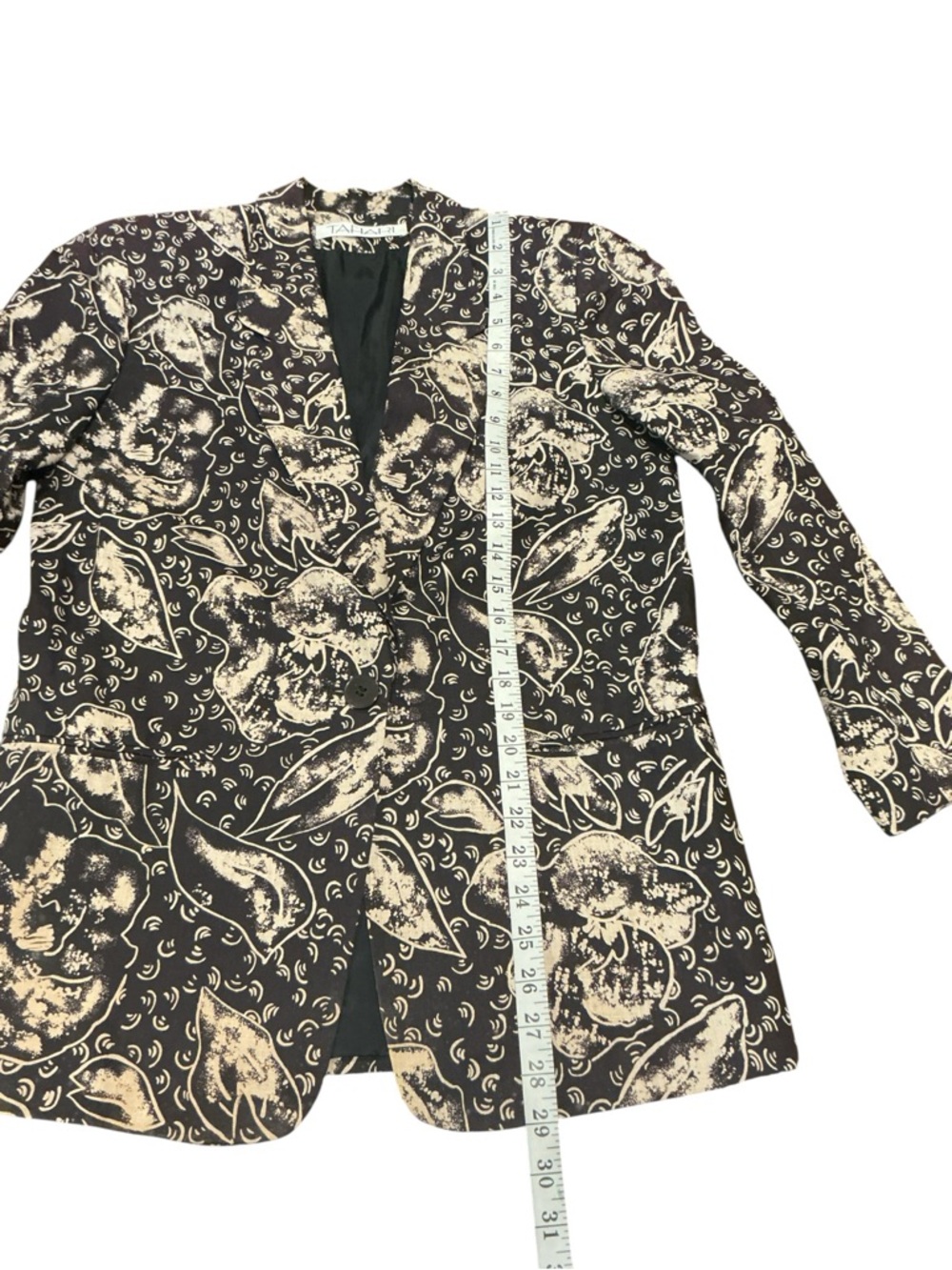 Tahari Black Beige Floral Blazer Women’s Size 2 Linen Lightweight Chic Jacket - Picture 5 of 8